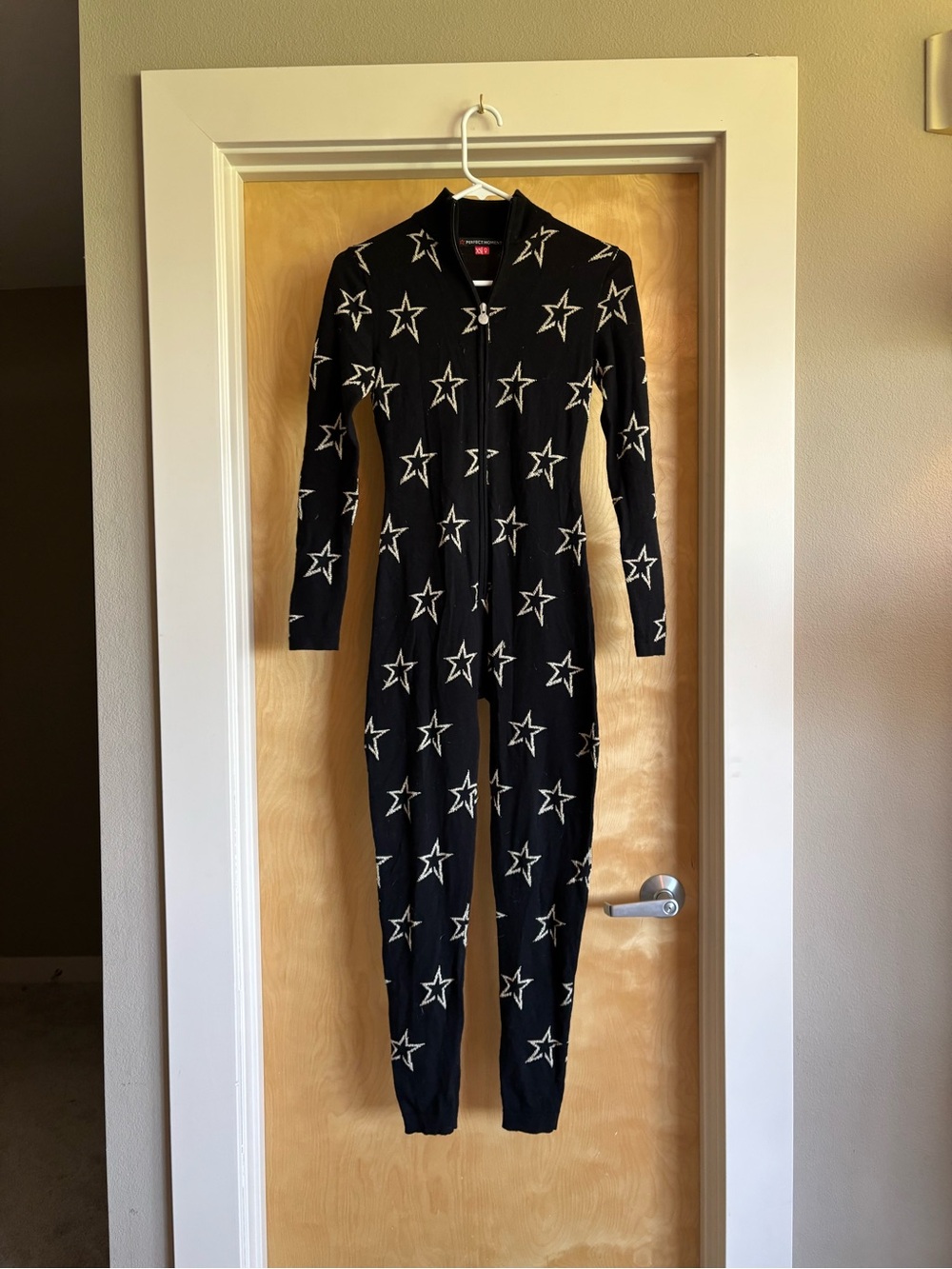 Perfect Moment Star Merino Wool Jumpsuit Onesie Black Gold Base Layer Size XS
